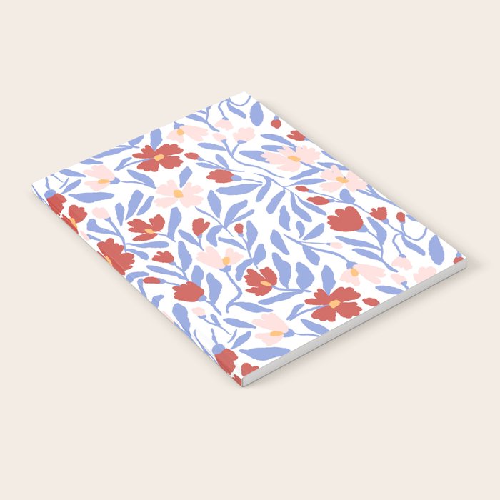 Blue and Orange vibrant bold flowers Notebook Gallery Image 1