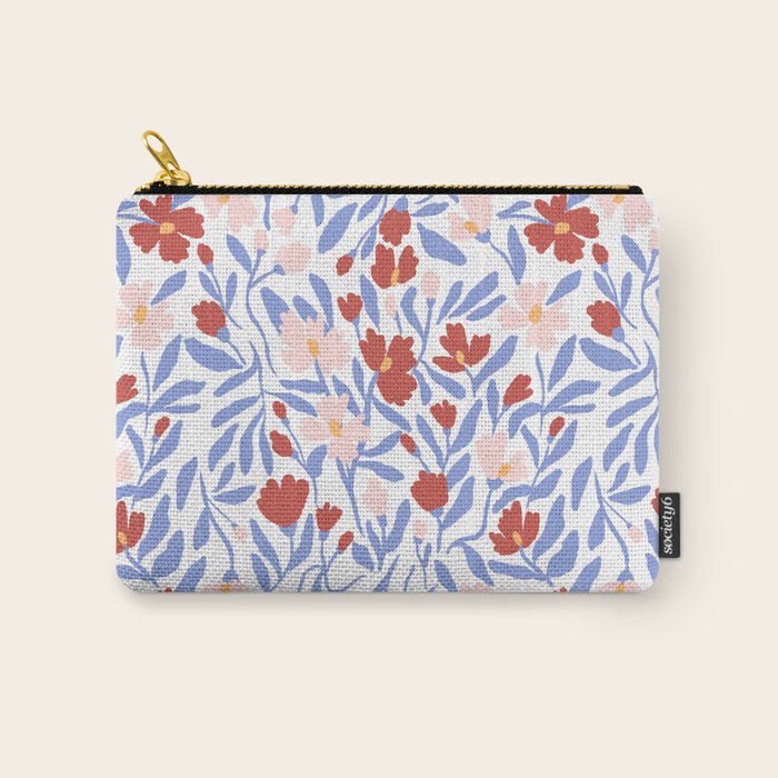 Blue and Orange vibrant bold flowers Carry All Pouch Gallery Image 1