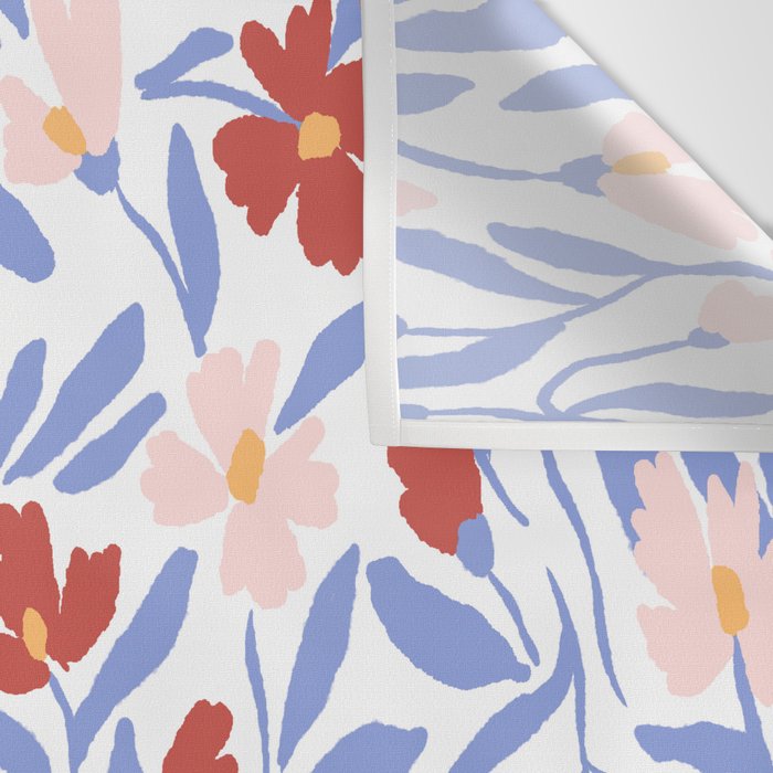 Blue and Orange vibrant bold flowers Wall Tapestry Gallery Image 3