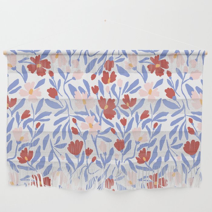 Blue and Orange vibrant bold flowers Wall Hanging Gallery Image 1