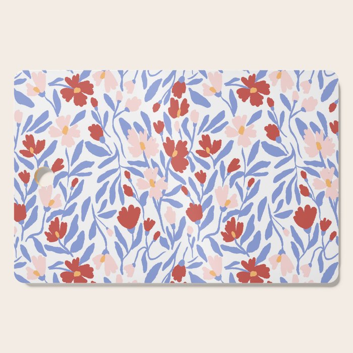 Blue and Orange vibrant bold flowers Cutting Board Gallery Image 1