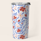 Blue and Orange vibrant bold flowers Travel Mug Gallery Image 2