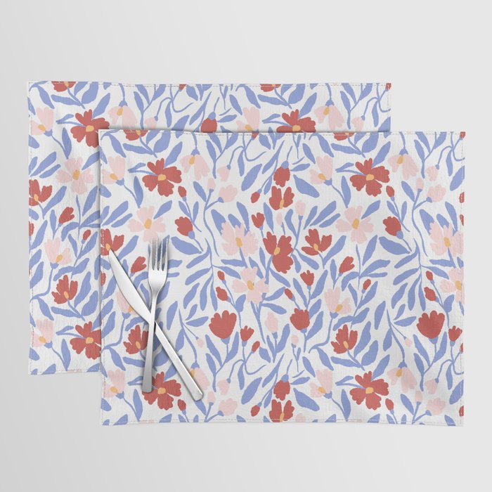 Blue and Orange vibrant bold flowers Placemat Gallery Image 1