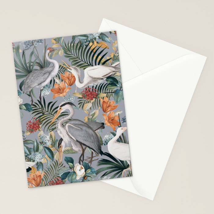 Floral and Birds Vintage Garden II Stationery Card Gallery Image 2