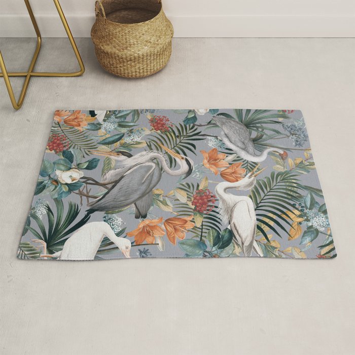 Floral and Birds Vintage Garden II Rug Gallery Image 1