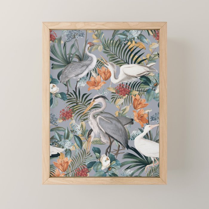 Floral and Birds Vintage Garden II Mini Art Print Gallery Image 1