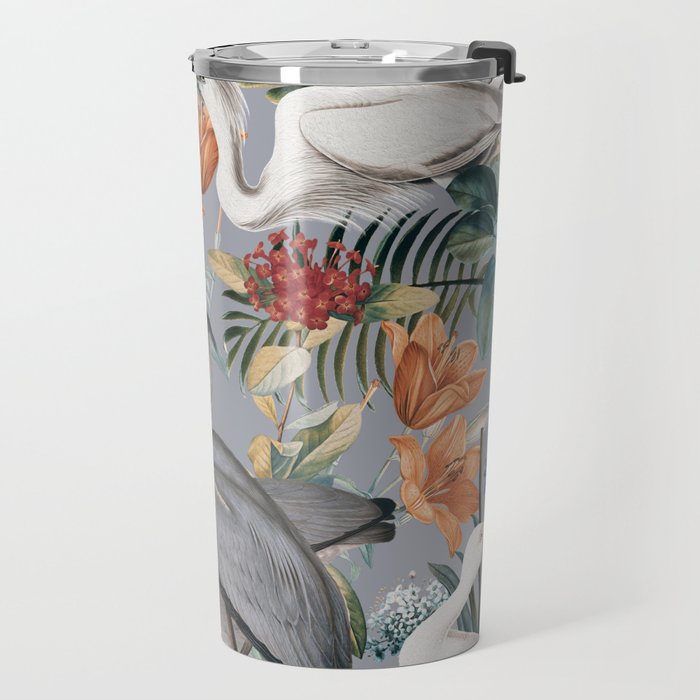 Floral and Birds Vintage Garden II Travel Mug Gallery Image 2