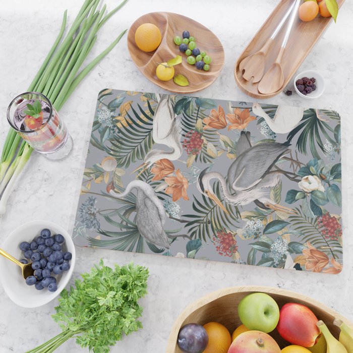 Floral and Birds Vintage Garden II Cutting Board Gallery Image 2