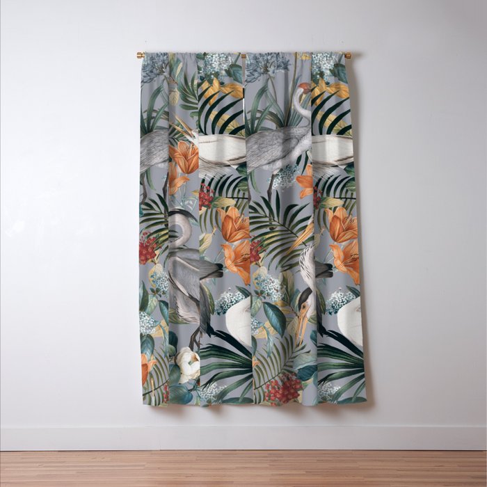 Floral and Birds Vintage Garden II Window Curtain Gallery Image 3