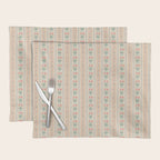 Vintage rose flower bouquet stripe art pattern Placemat Gallery Image 1