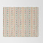 Vintage rose flower bouquet stripe art pattern Throw Blanket Gallery Image 2