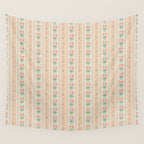 Vintage rose flower bouquet stripe art pattern Wall Tapestry Gallery Image 4