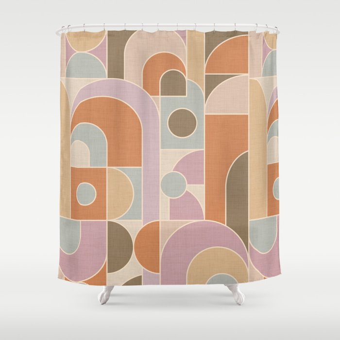 Abstract bauhaus Shapes Shower Curtain Gallery Image 1