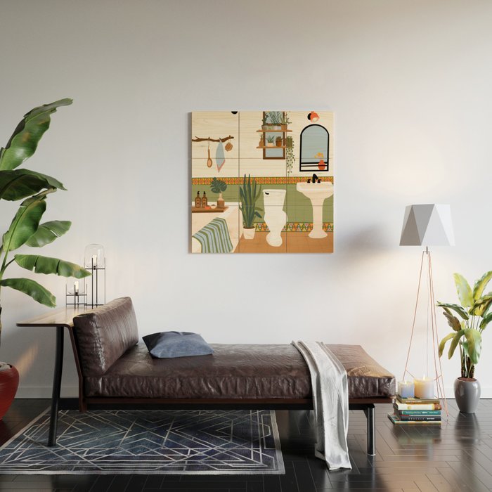 bohemian bathroom Wood Wall Art Gallery Image 2
