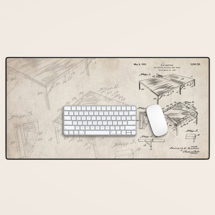 Table Tennis Patent - Tennis Art - Antique Desk Mat Gallery Image 1