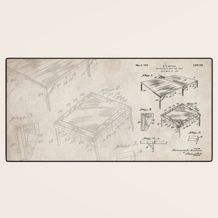 Table Tennis Patent - Tennis Art - Antique Desk Mat Gallery Image 3