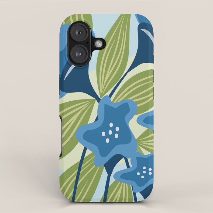 Blue Flowers and Green Leaves iPhone Case Gallery Image 1