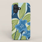 Blue Flowers and Green Leaves iPhone Case Gallery Image 1