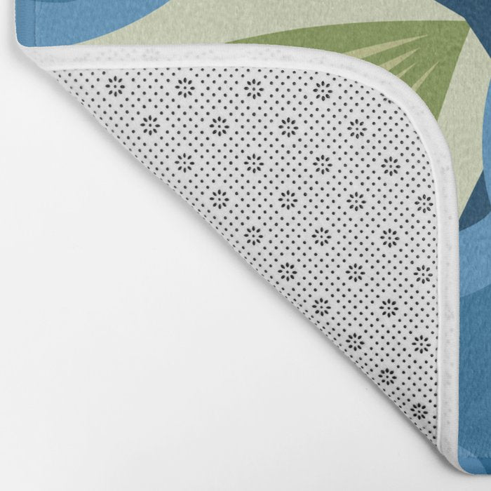 Blue Flowers and Green Leaves Bath Mat Gallery Image 2