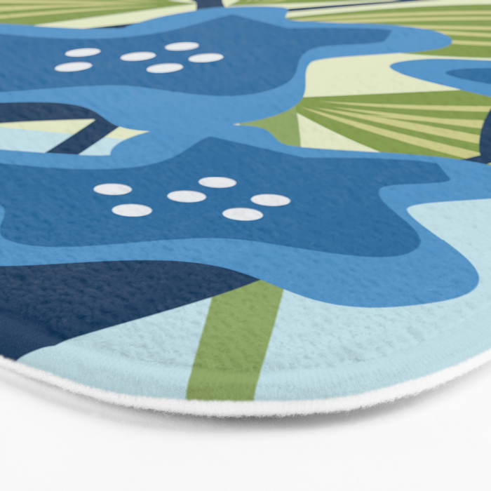 Blue Flowers and Green Leaves Bath Mat Gallery Image 3