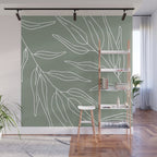 Minimalist, Leaves, Green, Boho Wall Art Wall Mural Gallery Image 1