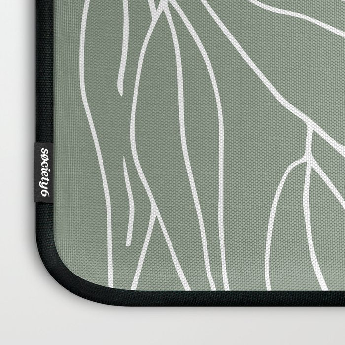 Minimalist, Leaves, Green, Boho Wall Art Laptop Sleeve Gallery Image 3
