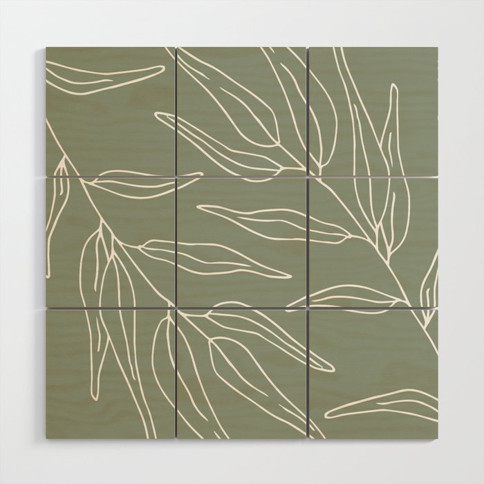 Minimalist, Leaves, Green, Boho Wall Art Wood Wall Art Gallery Image 1