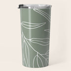 Minimalist, Leaves, Green, Boho Wall Art Travel Mug Gallery Image 3