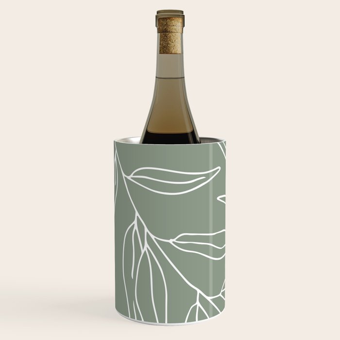 Minimalist, Leaves, Green, Boho Wall Art Wine Chiller Gallery Image 2