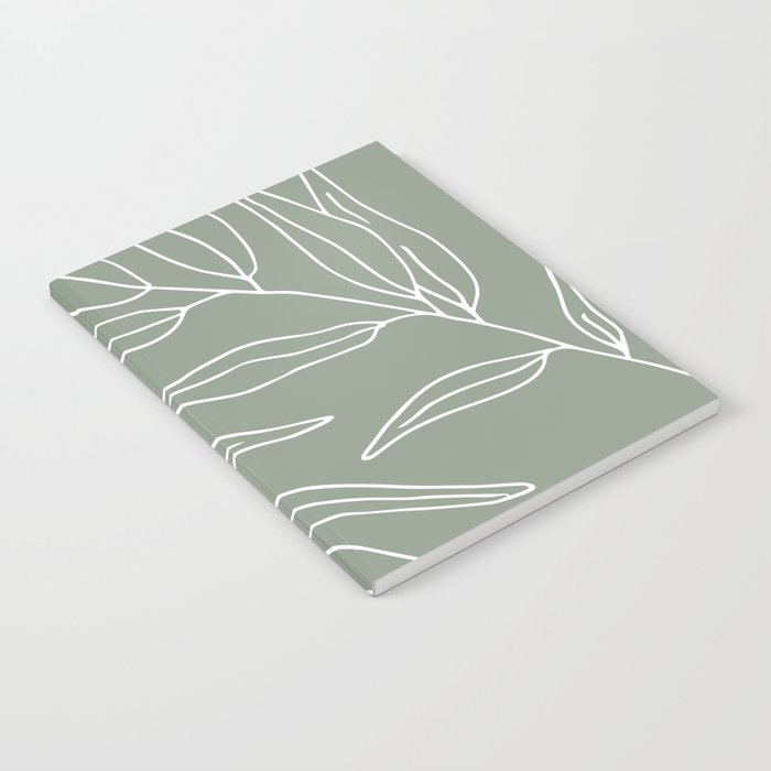 Minimalist, Leaves, Green, Boho Wall Art Notebook Gallery Image 2
