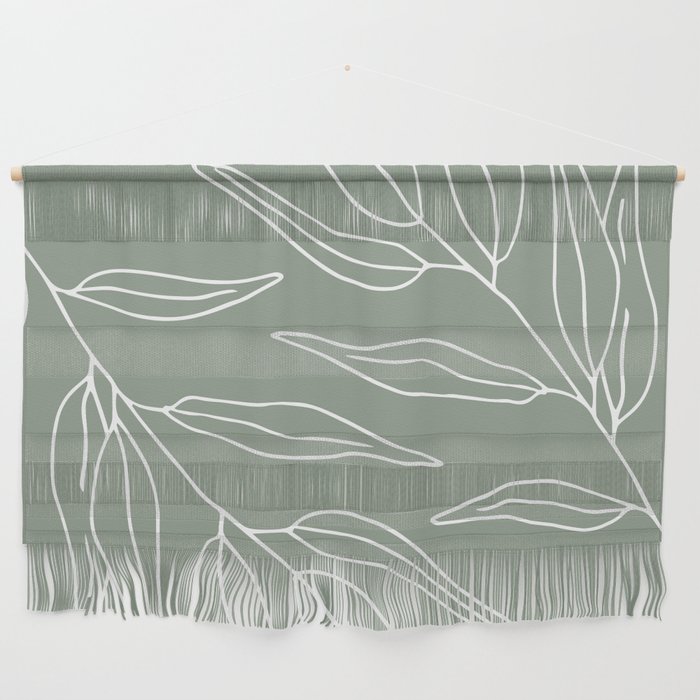 Minimalist, Leaves, Green, Boho Wall Art Wall Hanging Gallery Image 1