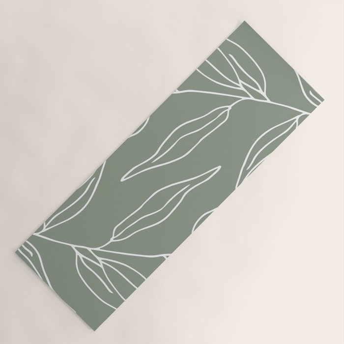 Minimalist, Leaves, Green, Boho Wall Art Yoga Mat Gallery Image 1