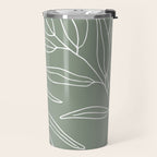 Minimalist, Leaves, Green, Boho Wall Art Travel Mug Gallery Image 2