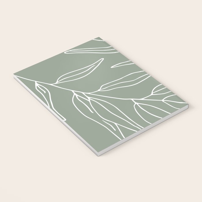 Minimalist, Leaves, Green, Boho Wall Art Notebook Gallery Image 3