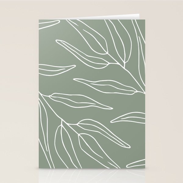 Minimalist, Leaves, Green, Boho Wall Art Stationery Card Gallery Image 2