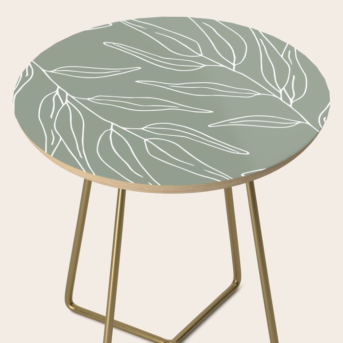 Minimalist, Leaves, Green, Boho Wall Art Side Table Gallery Image 2