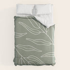 Minimalist, Leaves, Green, Boho Wall Art Duvet Cover Gallery Image 6