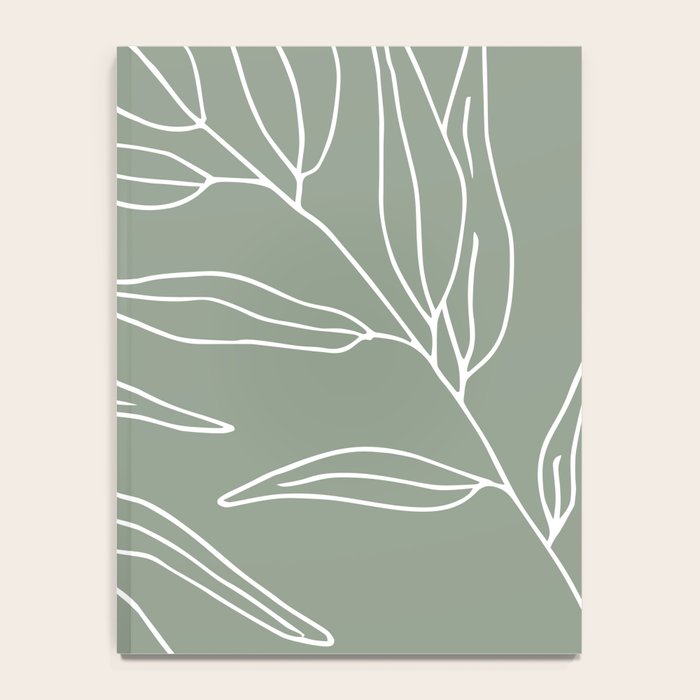 Minimalist, Leaves, Green, Boho Wall Art Notebook Gallery Image 4