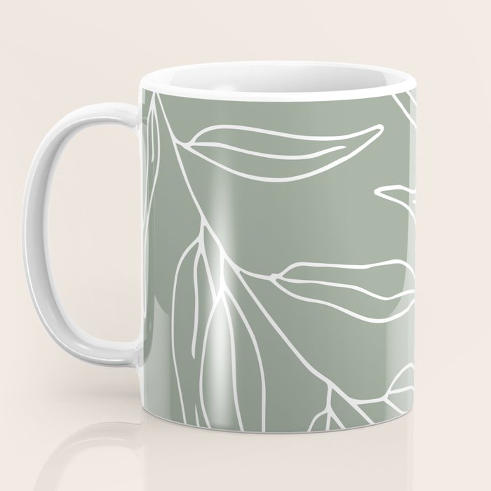 Minimalist, Leaves, Green, Boho Wall Art Coffee Mug Gallery Image 3