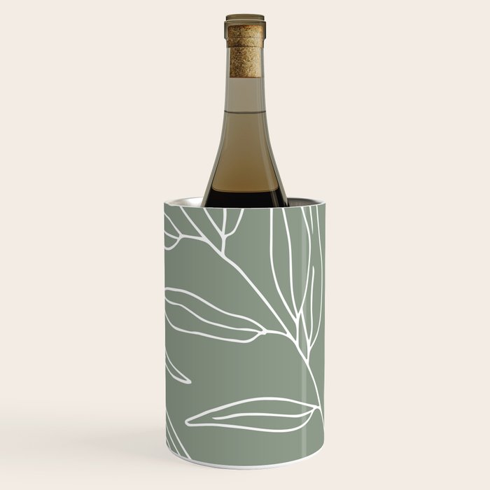 Minimalist, Leaves, Green, Boho Wall Art Wine Chiller Gallery Image 3