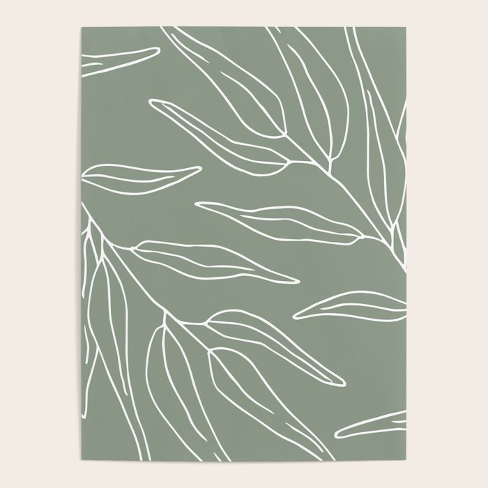 Minimalist, Leaves, Green, Boho Wall Art Poster Gallery Image 1