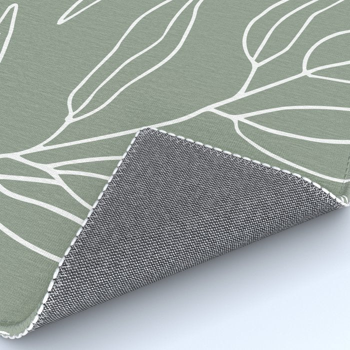 Minimalist, Leaves, Green, Boho Wall Art Rug Gallery Image 4