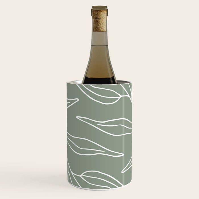 Minimalist, Leaves, Green, Boho Wall Art Wine Chiller Gallery Image 1