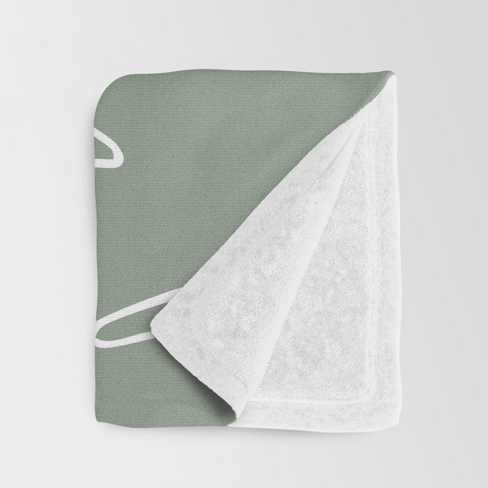 Minimalist, Leaves, Green, Boho Wall Art Throw Blanket Gallery Image 3