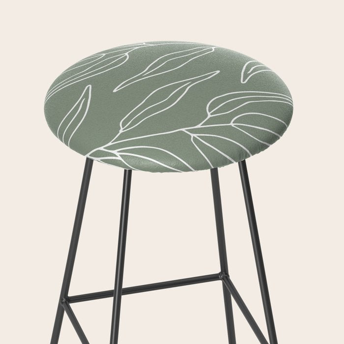 Minimalist, Leaves, Green, Boho Wall Art Stool Gallery Image 2