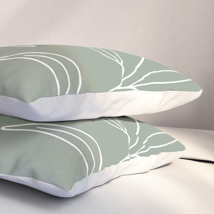 Minimalist, Leaves, Green, Boho Wall Art Pillow Sham Gallery Image 3