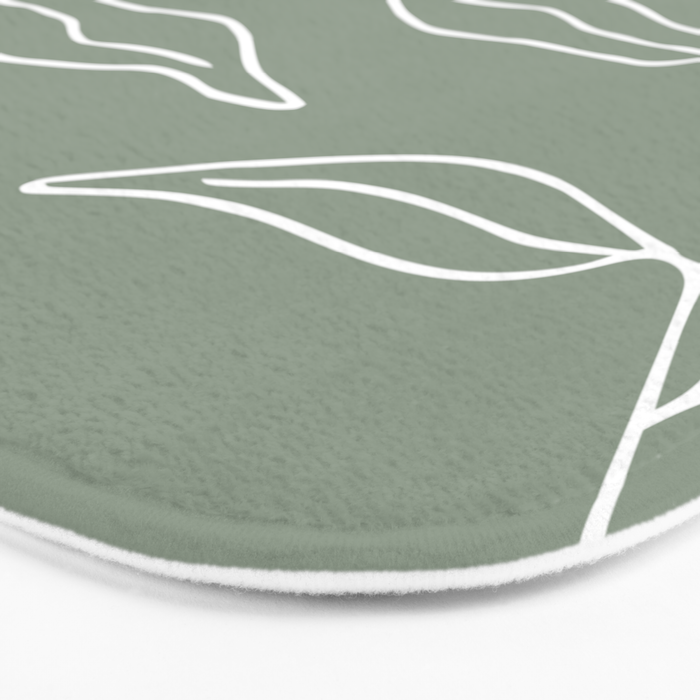 Minimalist, Leaves, Green, Boho Wall Art Bath Mat Gallery Image 3