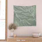 Minimalist, Leaves, Green, Boho Wall Art Wall Tapestry Gallery Image 2