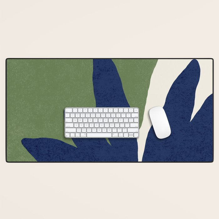 Leaves Minimalism - Navy Green Desk Mat Gallery Image 1