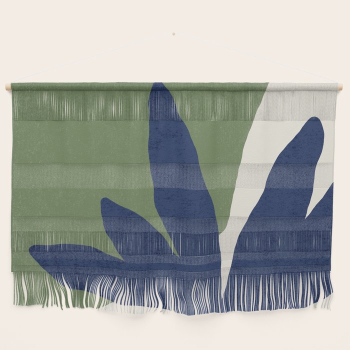 Leaves Minimalism - Navy Green Wall Hanging Gallery Image 1